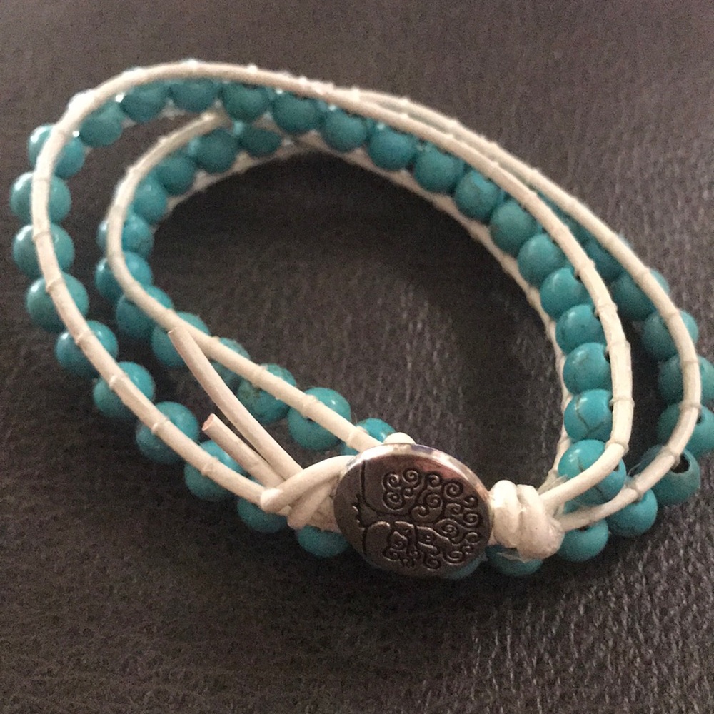 NWOT Chan Luu style double wrap leather turquoise